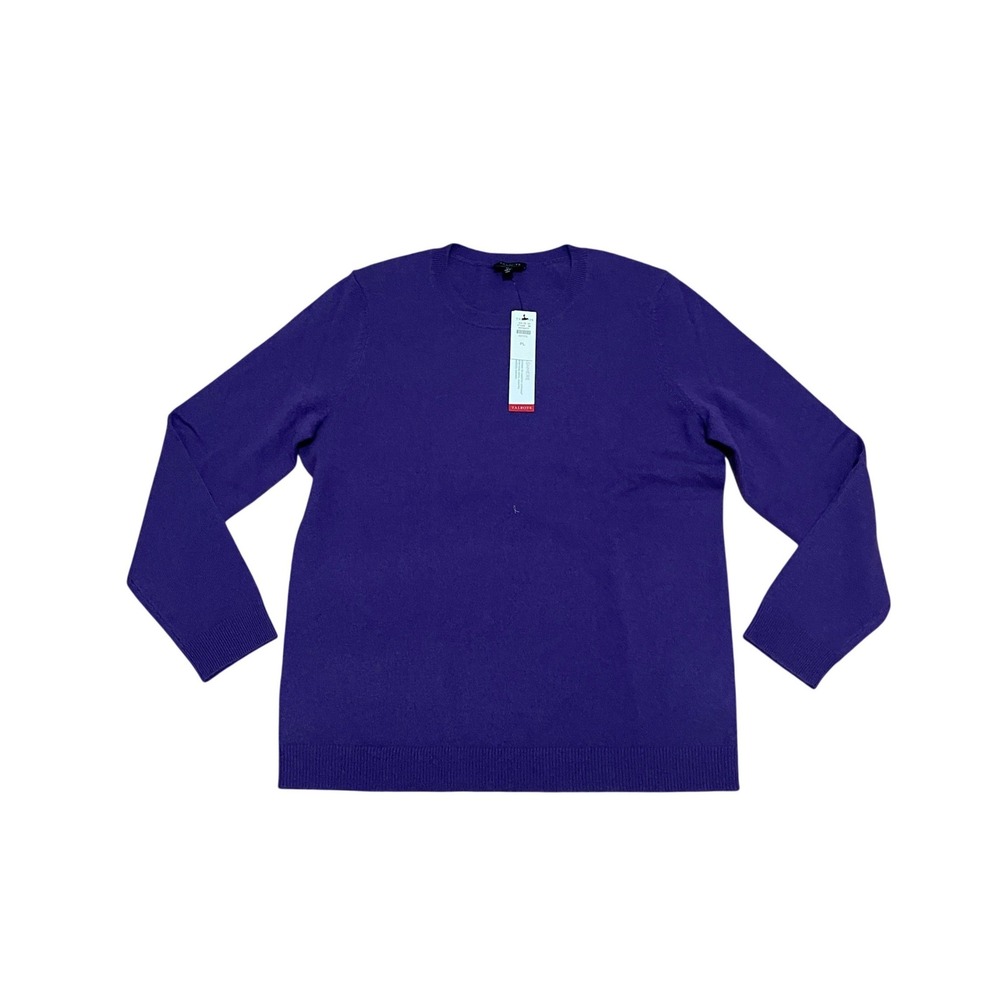 Talbots Women's Petite Large Pure Cashmere Crewneck Sweater Purple NWT 56559477